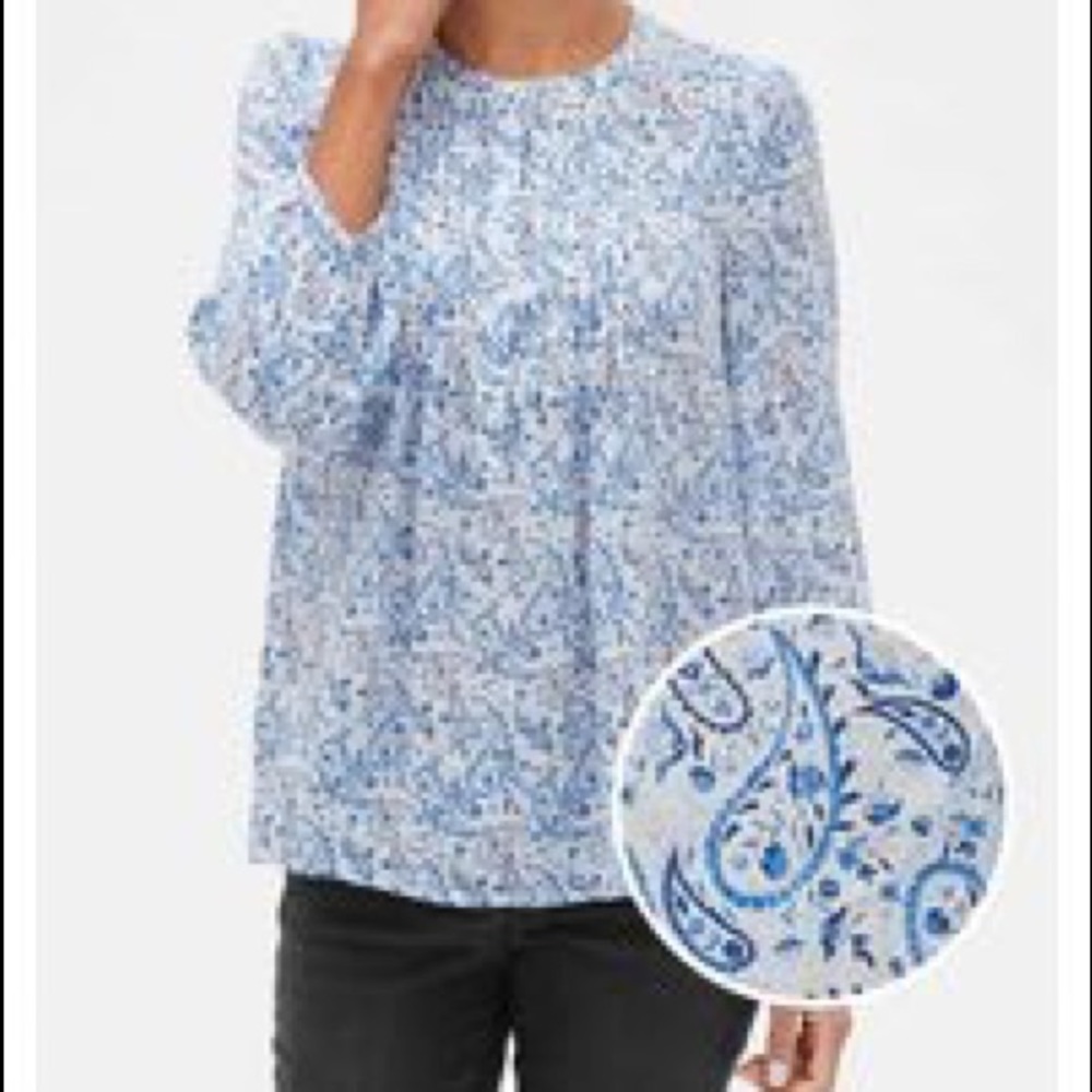Gap Print Blouson Sleeve Top Paisley Size S